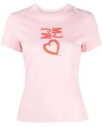 Moschino Jeans - Heart-print Cotton T-shirt - Lyst