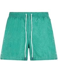 Fedeli - Drawstring Contrast-Stitching Swim Shorts - Lyst