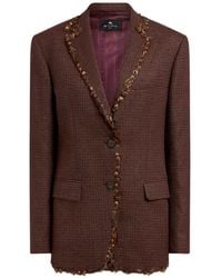 Etro - Single-Breasted Wool Jacket With Pheasant Feathers And Micro Houndstooth Motif - Lyst