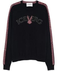 Iceberg - Logo-Embroidered Side-Stripe Sweater - Lyst