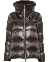 Herno - Faux Fur Collar Puffer Jacket - Lyst