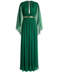 Alberta Ferretti - Vestido Con Capa Y Cuello En V - Lyst
