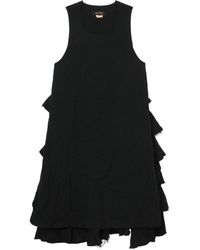 COMME DES GARÇON BLACK - Ruffled-panel Midi Dress - Lyst