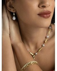 Sylva & Cie - Diamond And Pearl Drop Earrings - Lyst