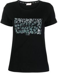 Liu Jo - Logo-embellishment Stretch-cotton T-shirt - Lyst