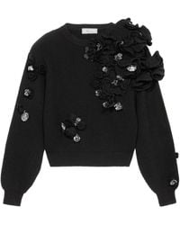 Blumarine - Geribbelde Trui Verfraaid Met Bloemen - Lyst