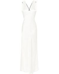 Victoria Beckham - V-Neck Satin Maxi Dress - Lyst