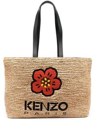 KENZO - Boke Flower Straw Tote Bag - Lyst