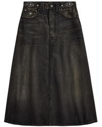 RRL - Studded Denim A-Line Skirt - Lyst