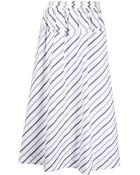 Tory Burch - Variegated Striped Poplin Skirt - Lyst
