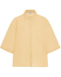 Another Tomorrow - Short-Sleeve Voile Shirt - Lyst