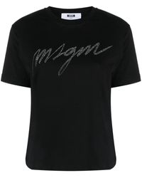 MSGM - T-Shirt Met Logopatch - Lyst