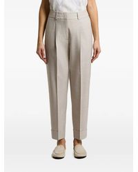 Peserico - Pleated Turn-Up Trousers - Lyst