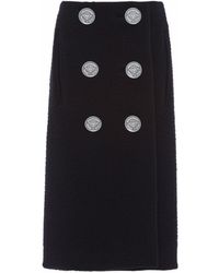 Prada - Button-detail Midi Skirt - Lyst