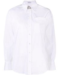 Brunello Cucinelli - Monili-embellished Long-sleeve Shirt - Lyst