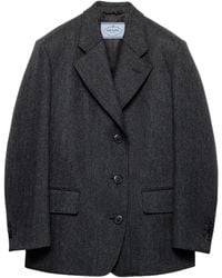 Prada - Button Chevron-Pattern Jacket - Lyst