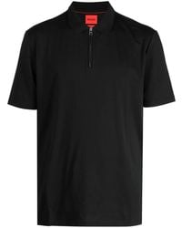 HUGO - Half-Zip Cotton Blend Polo Shirt - Lyst
