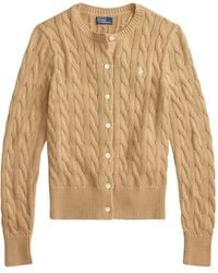 Polo Ralph Lauren - Cable-Knit Cotton Crewneck Cardigan - Lyst