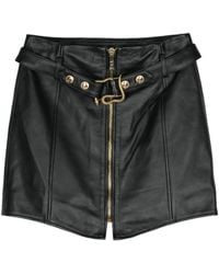 Just Cavalli - Leather Belted A-Line Mini Skirt - Lyst