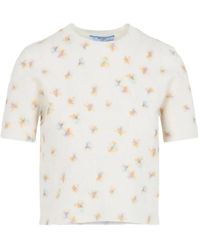 Prada - T-Shirt mit Blumen-Print - Lyst