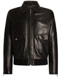 Dolce & Gabbana - Zipped Leather Jacket - Lyst
