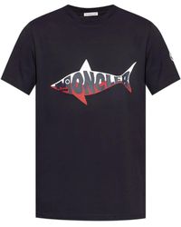 Moncler - Camiseta de algodón con logo estampado - Lyst