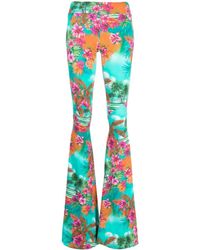 Roberto Cavalli - Flared Floral-print Trousers - Lyst