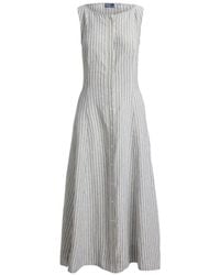 Polo Ralph Lauren - Striped Panelled Linen Dress - Lyst
