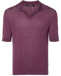 Tagliatore - Ribbed-knit Silk Polo Shirt - Lyst