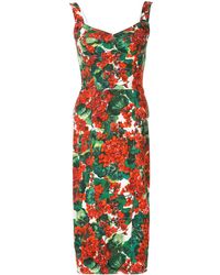 Dolce & Gabbana Vestido estilo bustier con estampado portofino - Rojo