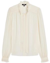 PAIGE - Ruffled-Collar Tie-Detail Blouse - Lyst