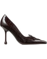 Jimmy Choo - 95 Mm Scarlett Leren Pumps Met Krokodillen-Reliëf En Strik - Lyst