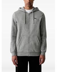 PUMA - Essentials Logo-Embroidered Zip-Up Hoodie - Lyst