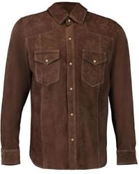 Eleventy - Camisa De Ante Con Solapa Con Botones - Lyst