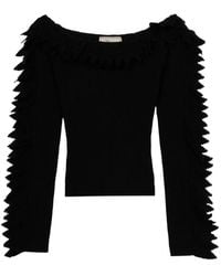 Blumarine - Ruffled Rib-Knit Sweater - Lyst