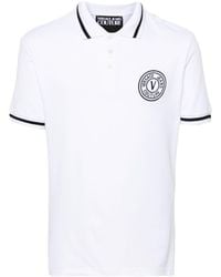 Versace - Embroidered Logo Polo Shirt - Lyst