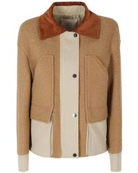 Tela - Corduroy-Collar Faux-Shearling Jacket - Lyst