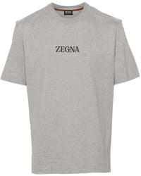 Zegna - T-shirt en coton à logo imprimé - Lyst
