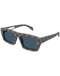 Gucci - Gg Supreme-Canvas Rectangle-Frame Sunglasses - Lyst
