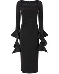 Pinko - Stretch Viscose Jurk Met Ruches - Lyst
