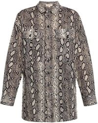 MICHAEL Michael Kors - Camicia Over Size A Maniche Lunghe Con Pelle Di S - Lyst