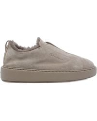 Santoni - Round-Toe Suede Sneakers - Lyst