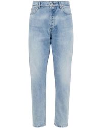 Brunello Cucinelli - Halbhohe Slim-Fit-Jeans - Lyst