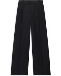 Another Tomorrow - Wide-Leg Pleated Linen Trousers - Lyst
