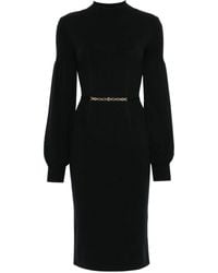 Twin Set - Ribbed Knitted Balloon Sleeve Dress - Lyst