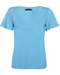 Weekend by Maxmara - T-Shirt Met Ruchemouwen En V-Hals - Lyst