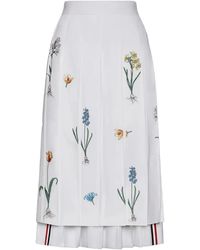 Thom Browne - Midi-Rok Met Geborduurde Bloemen - Lyst