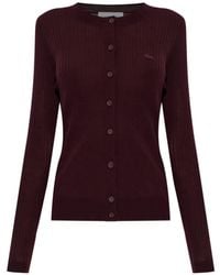 Lacoste - Ribbed-Knit Wool Cardigan - Lyst