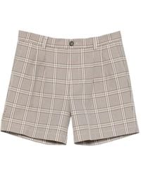 Amaranto - Check-Pattern Pleated Shorts - Lyst