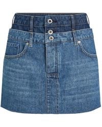 KARL LAGERFELD - Double-Waist Denim Mini Skirt - Lyst